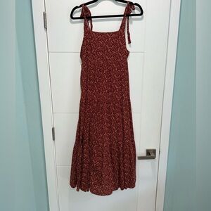 Madewell Brown and Red Tiered Maxi Sundress